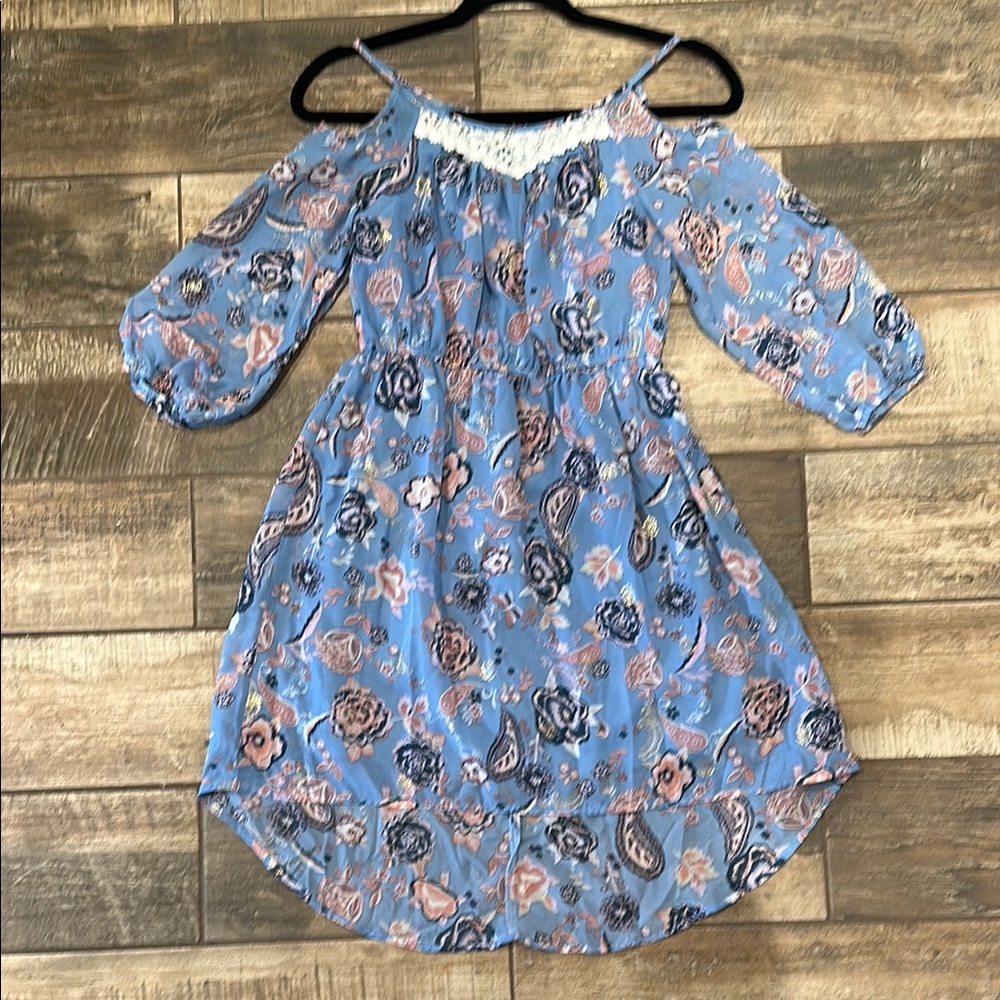 TILT Blue and Pink Floral Kids Casual Dress